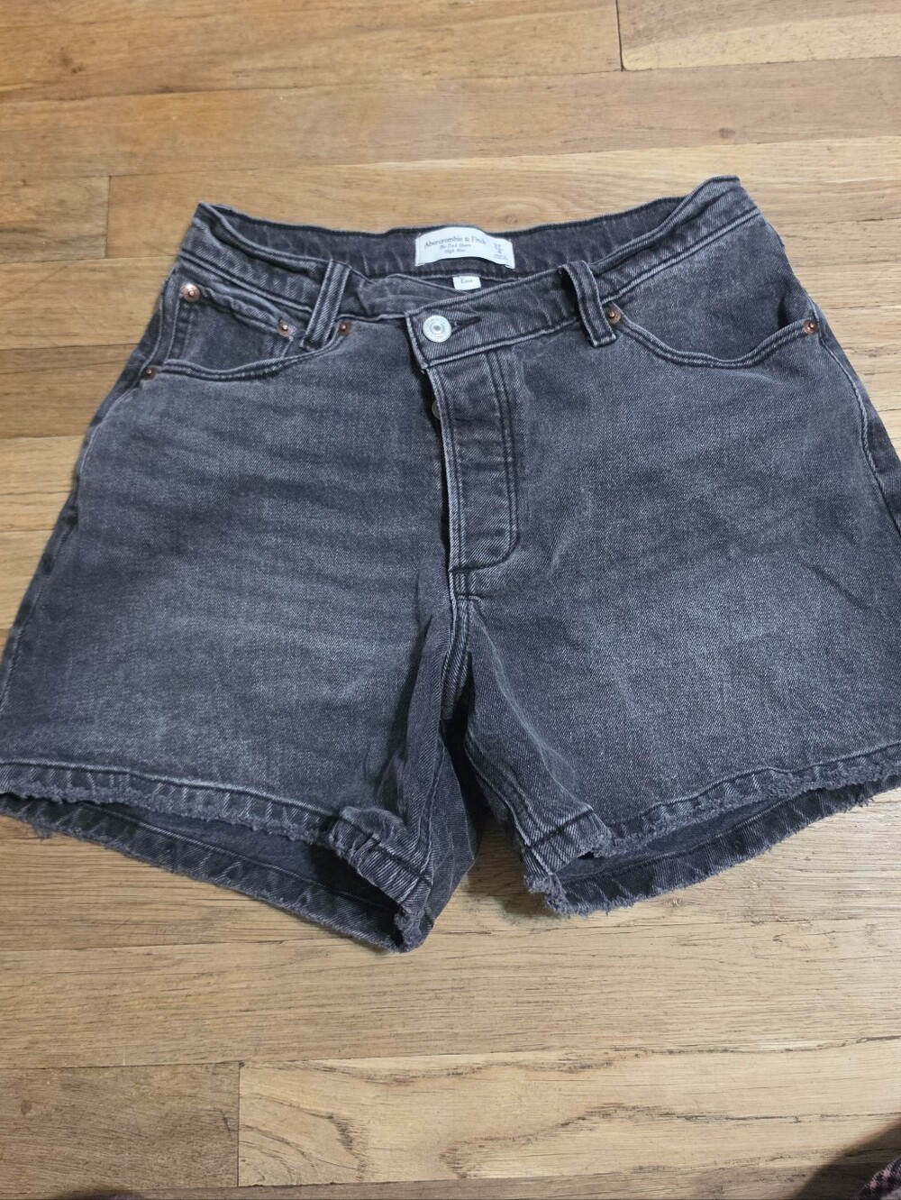 Abercrombie & Fitch Washed Black Denim Cutoff Shorts